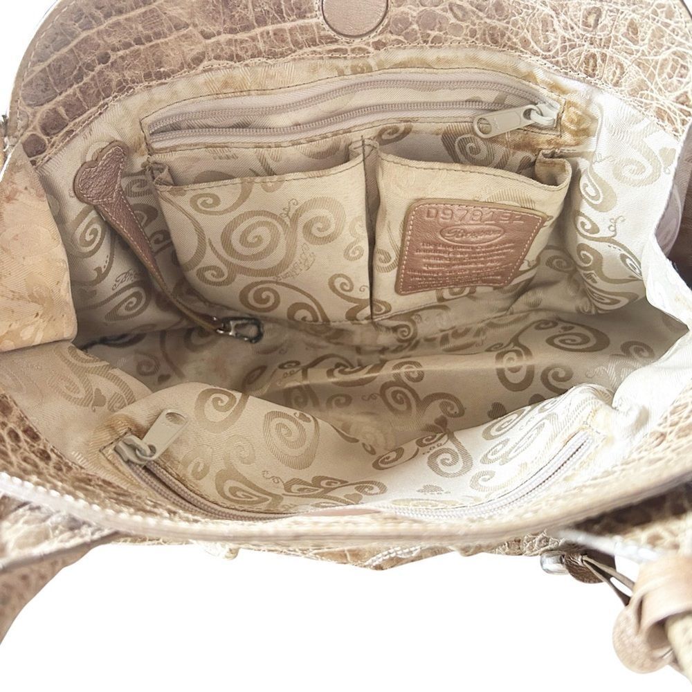 Brighton Leather Shoulder Bag Crocodile Alligator‎ Embossed Tan Brown Leather - Picture 8 of 9